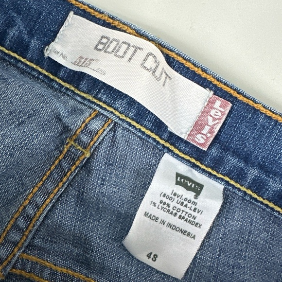 Levis 515 Bootcut Denim Blue Jeans Women's Size 4 Short Mid-Rise Distressed - Picture 9 of 13